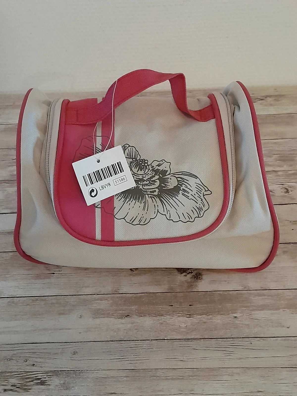 Sacoche, trousse toilette ou maquillage, rose/gris
